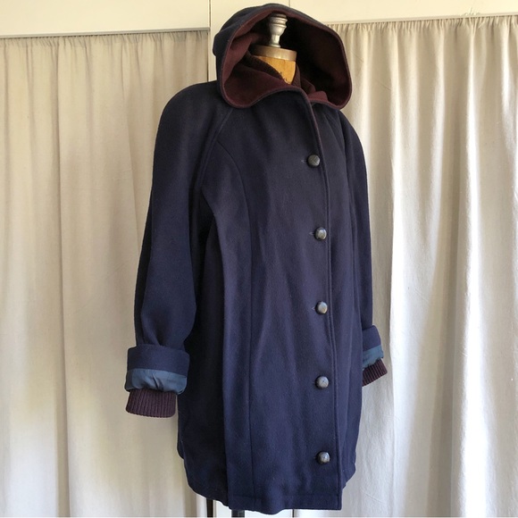 Vintage 80s Mackintosh Layered Wool Vest Coat + Hood - Picture 2 of 6